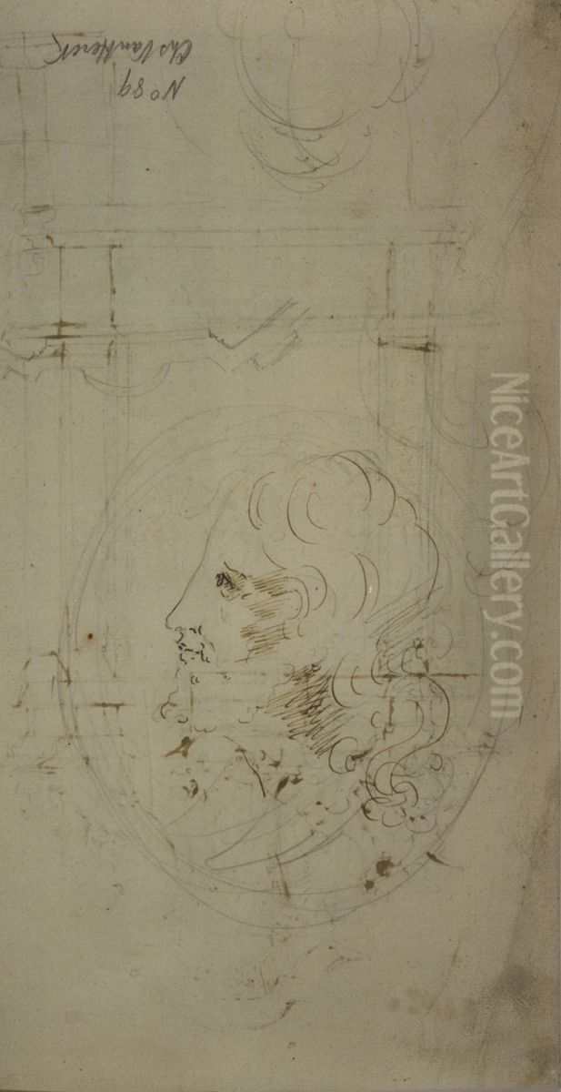 Pen drawing of the head of Christ Oil Painting by Pieter Scheemaeckers