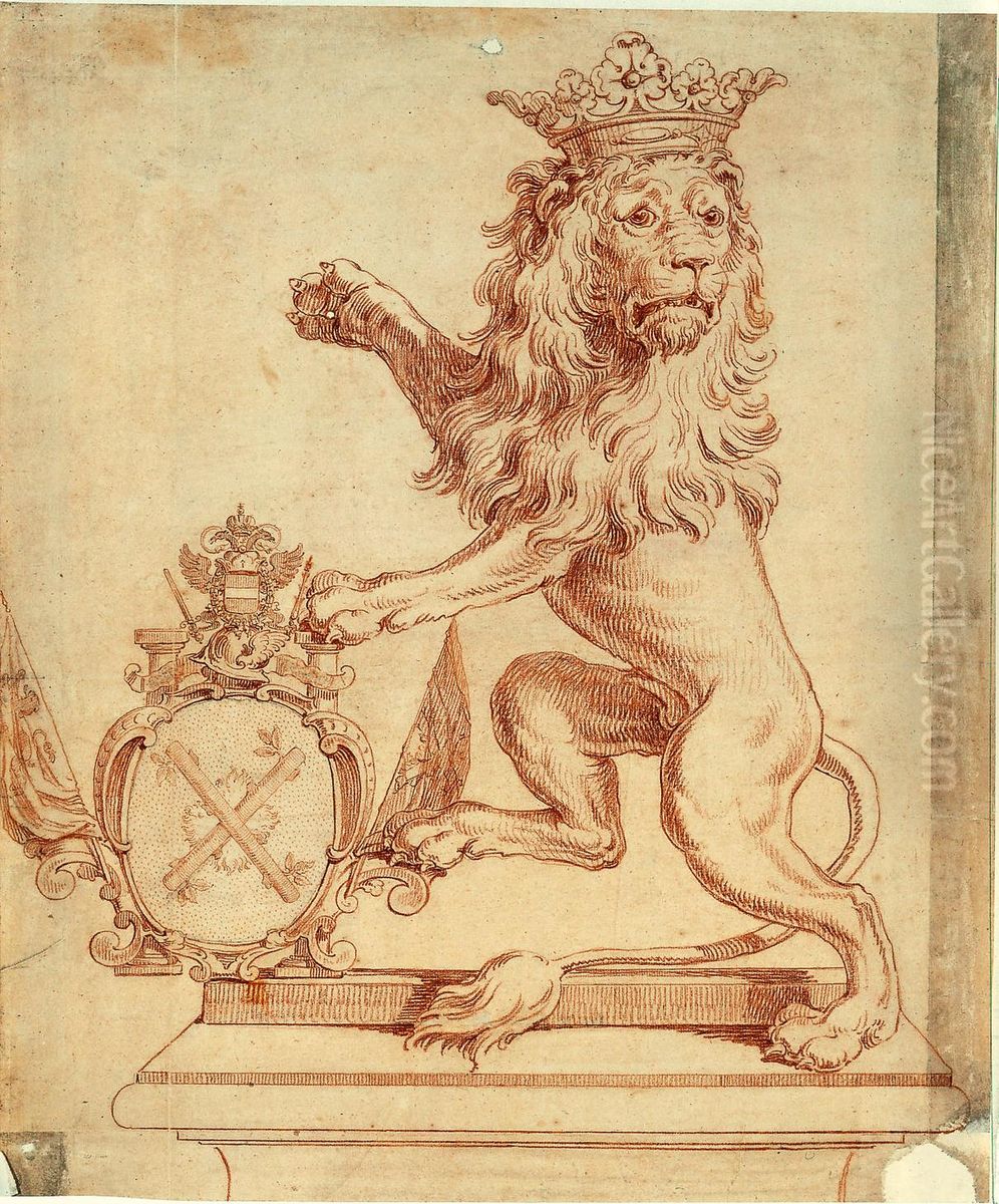 Ontwerp voor de gouden leeuw van de Oostendse Compagnie Oil Painting by unknown