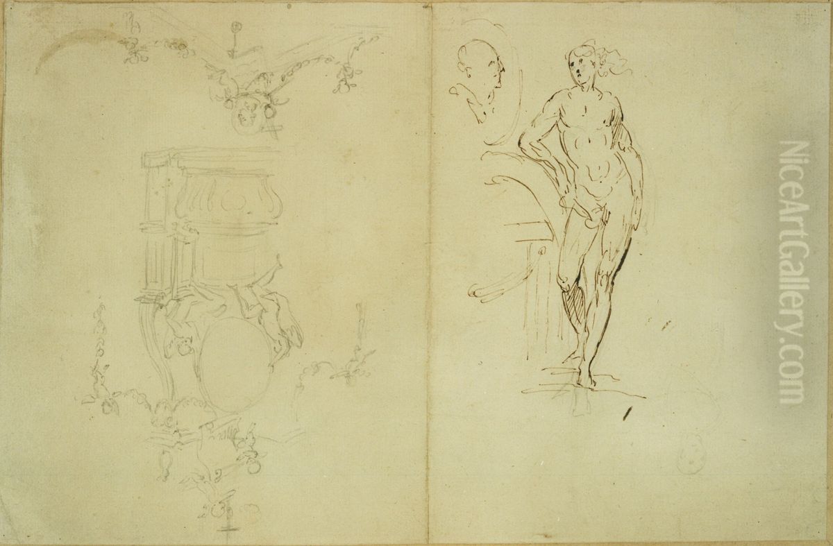 Federzeichnung eines Akts Oil Painting by Lodewijk Willemsens