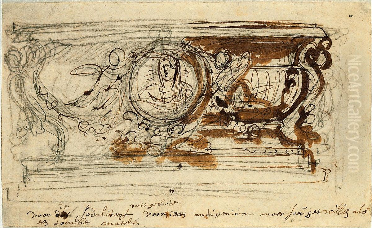 Ontwerp van een antependium voor het altaar van de soladiteit van Onze-Lieve-Vrouw-Geboorte in het Sodaliteitsgebouw van de Jezuieten te Antwerpen Oil Painting by unknown