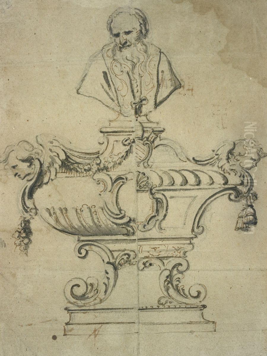 Ebauche d'un reliquaire avec buste Oil Painting by Willem Ignatius Kerricx