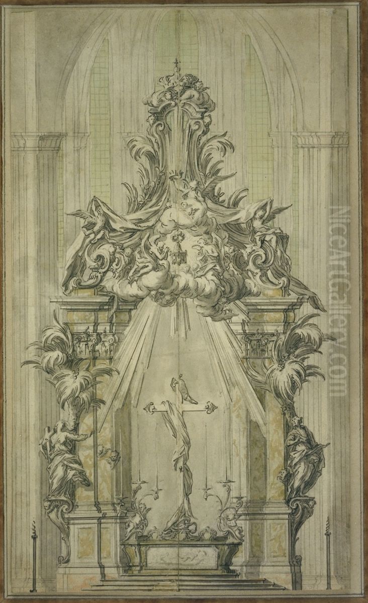 Entwurf fur einen Altar mit grossem Kreuz Oil Painting by unknown