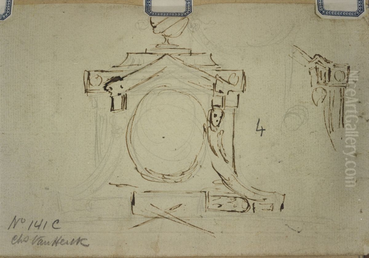 Schetsmatig ontwerp voor een uurwerk Oil Painting by unknown