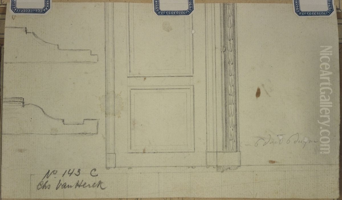 Design for a door and door frame Oil Painting by unknown