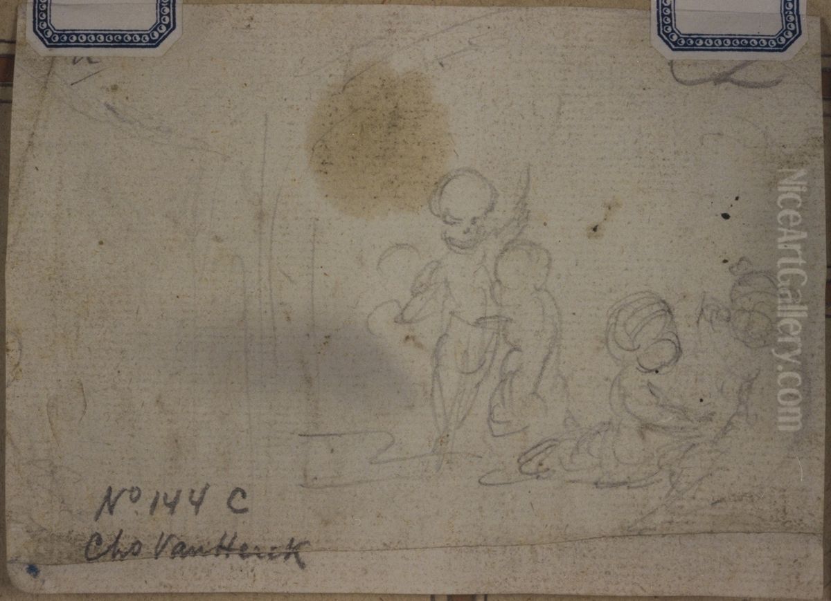 Esquisse au crayon d'un groupe de putti (?) Oil Painting by unknown