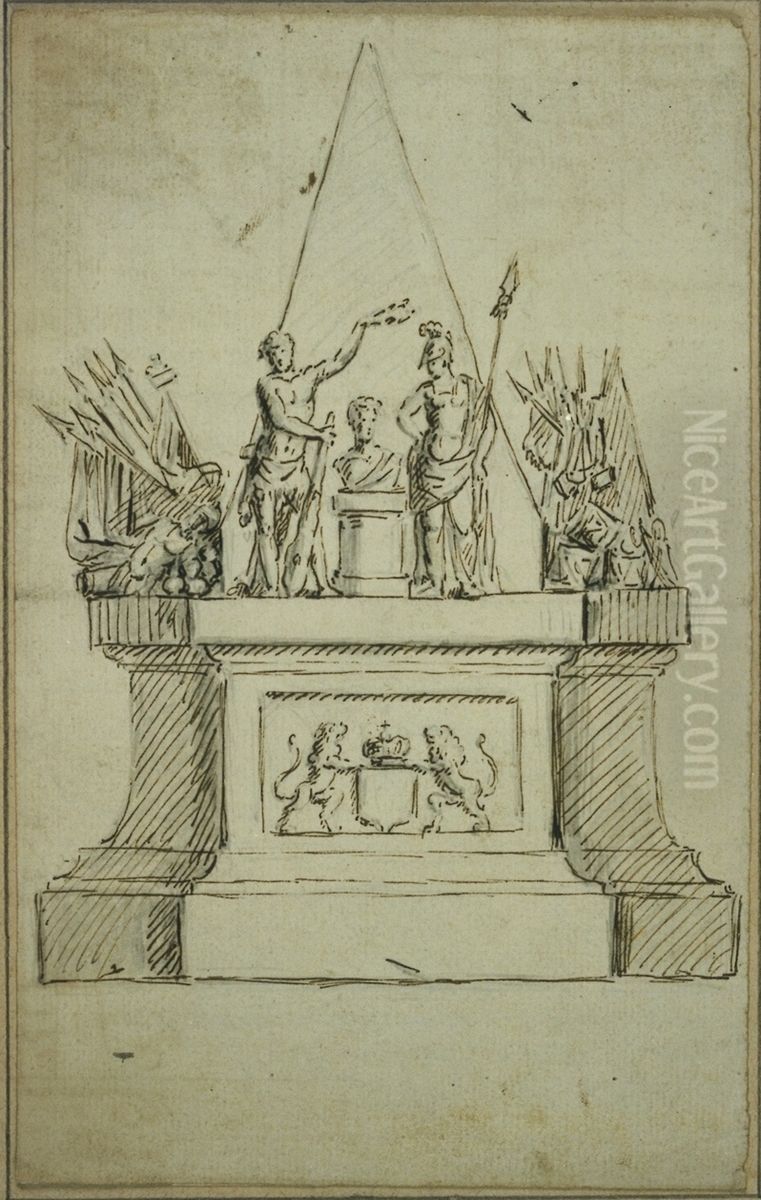 Entwurf fur ein Mausoleum fur einen Prinzen von Oranje Oil Painting by Jan Frans van Geel