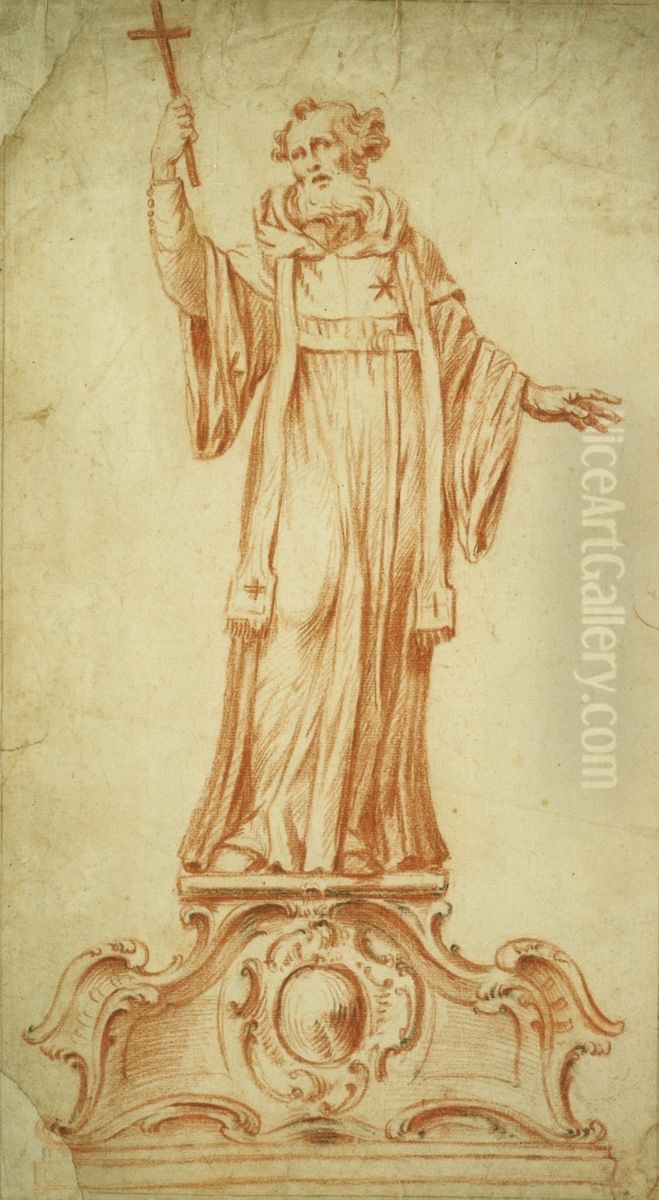 Heilige op een voetstuk Oil Painting by unknown