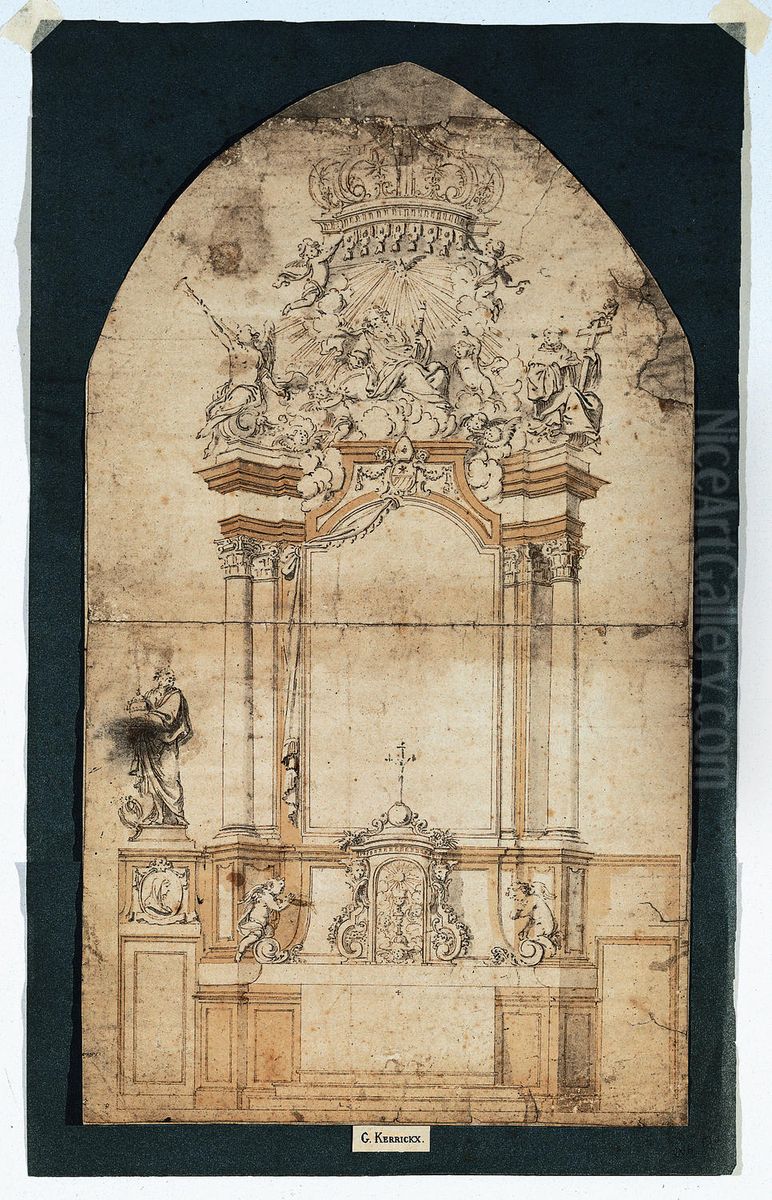 Portikusaltar mit Wappen der Familie Adriaenssens Oil Painting by Willem Ignatius Kerricx