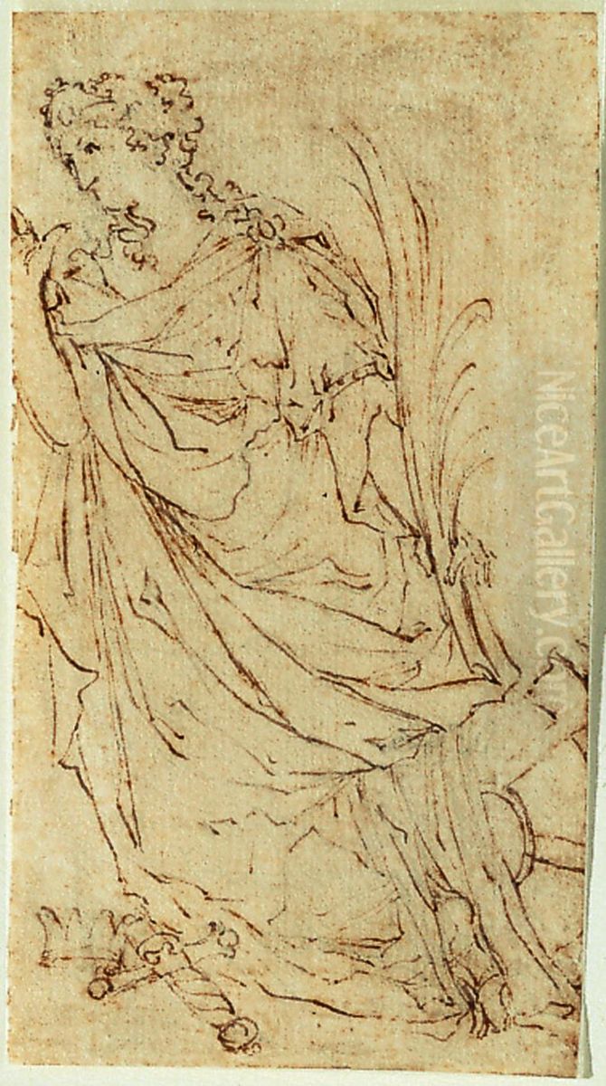 Design (?) for a statue (?) of St. Catharine of Alexandria Oil Painting by Lodewijk Willemsens