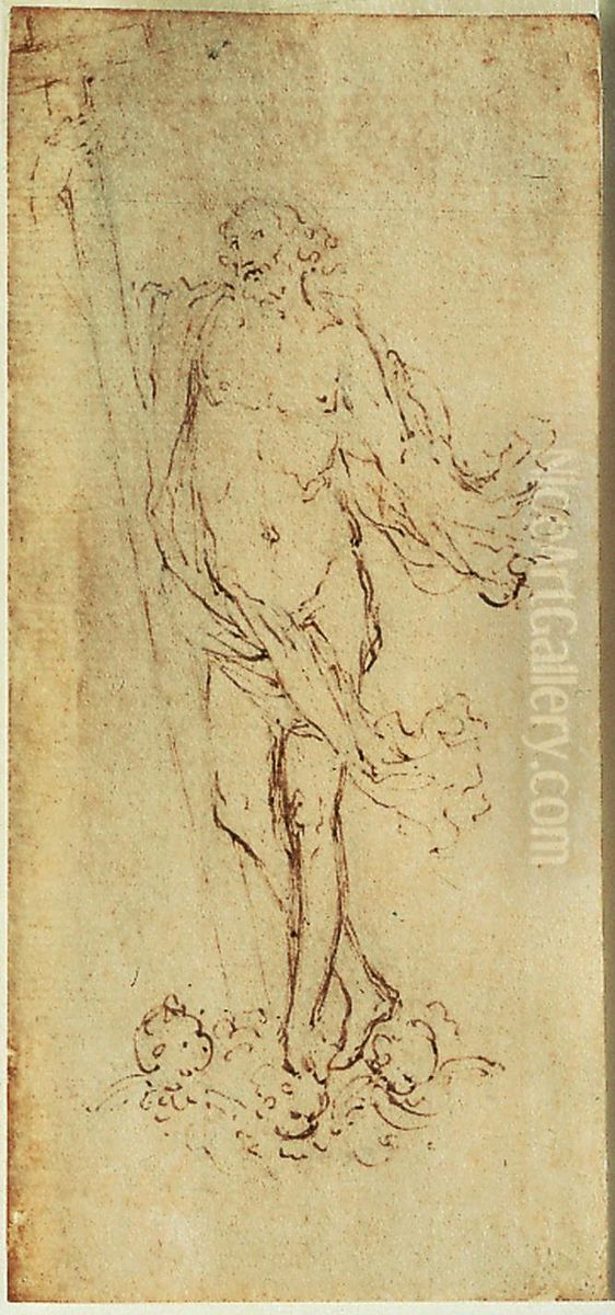 Entwurf fur eine Statue (?) des auferstandenen Christus Oil Painting by Lodewijk Willemsens