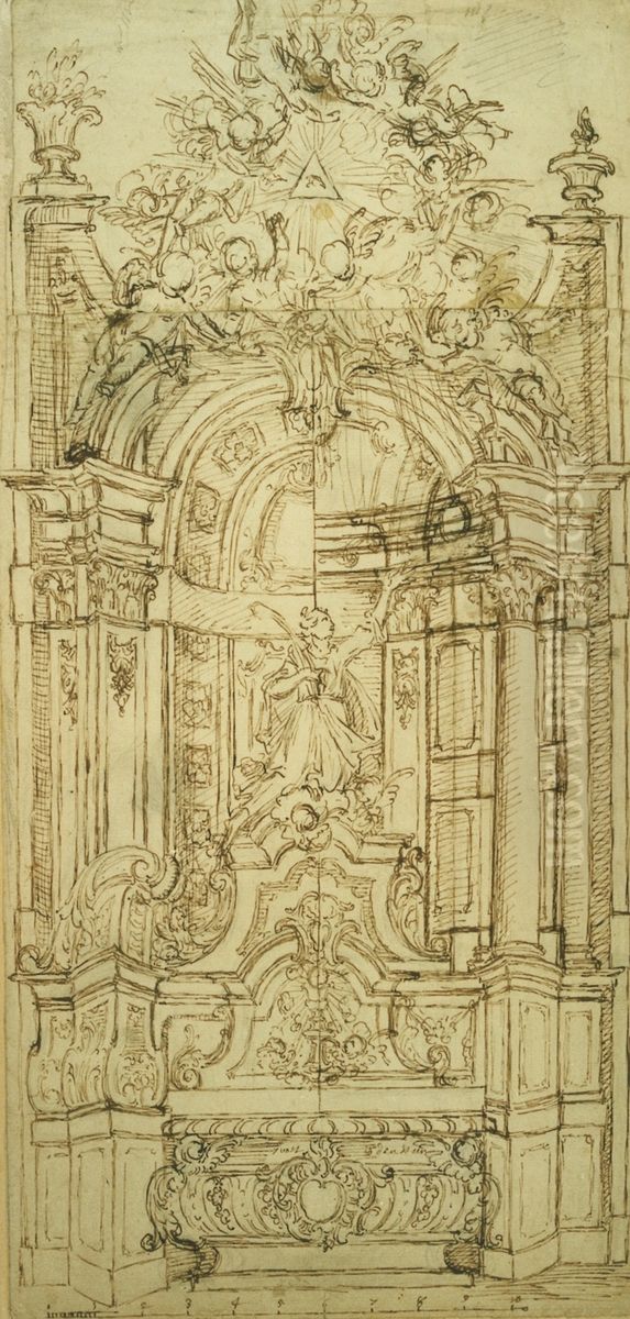 Design for an altar of a female martyr Oil Painting by Theodoor Verhaegen