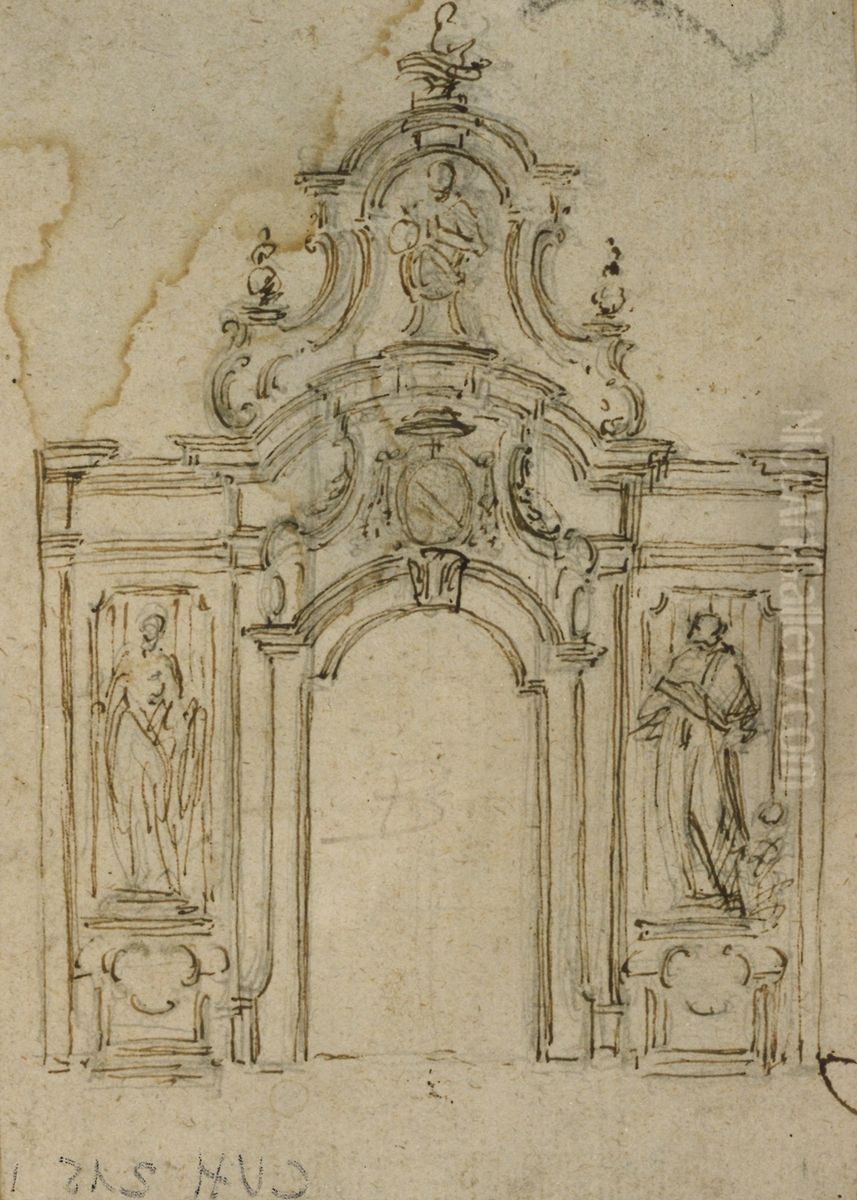 Design for a portal Oil Painting by Lodewijk Willemsens