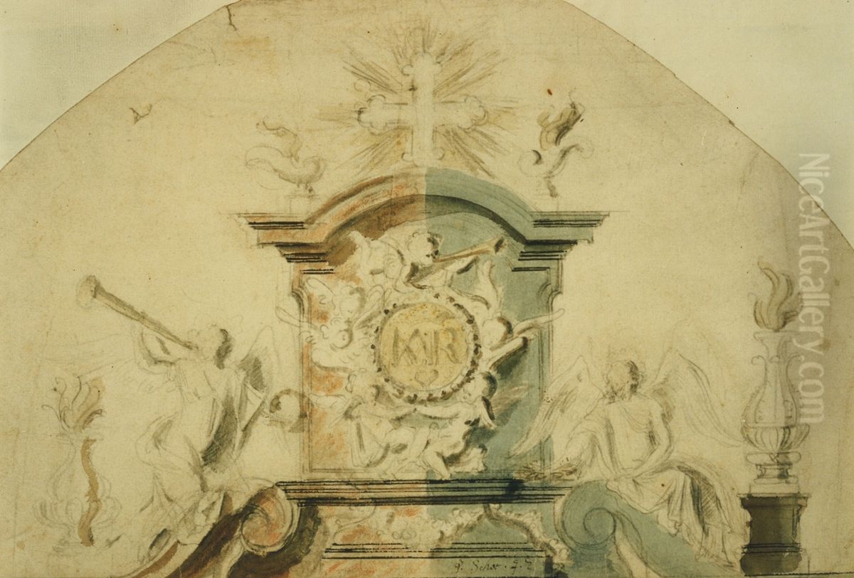 Bekroning van een marmeren Onze-Lieve-Vrouwaltaar Oil Painting by Pieter Scheemaeckers