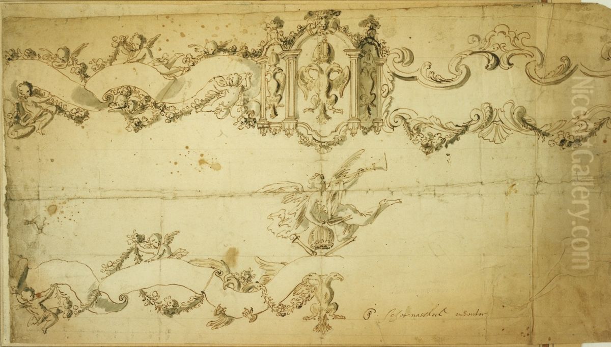 Entwurf fur zwei grosse Banderolen Oil Painting by Pieter Scheemaeckers