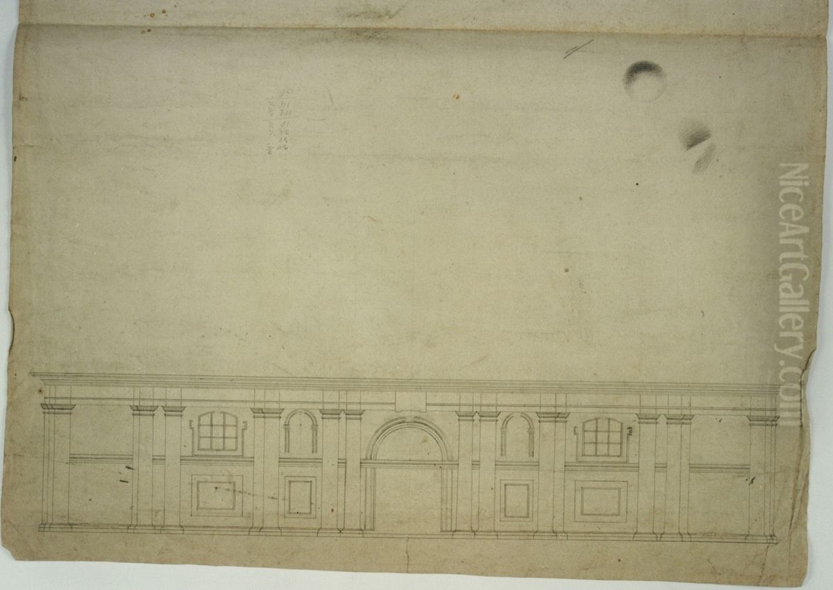 Vermessung des Untergeschosses in der Fassade der Karl-Borromaus-Kirche in Antwerpen Oil Painting by unknown