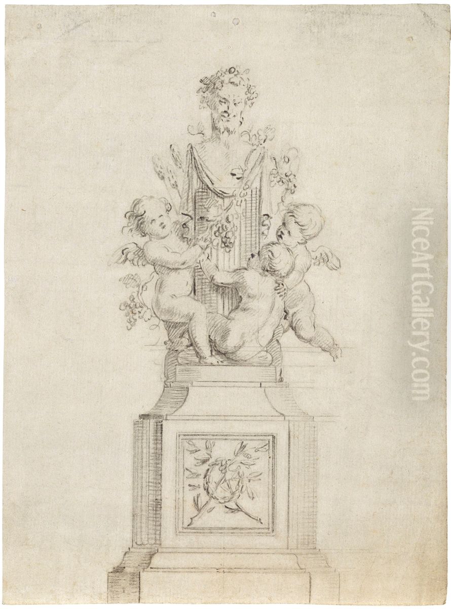 Preliminary sketch of Bacchus with putti Oil Painting by Jan Frans van Geel