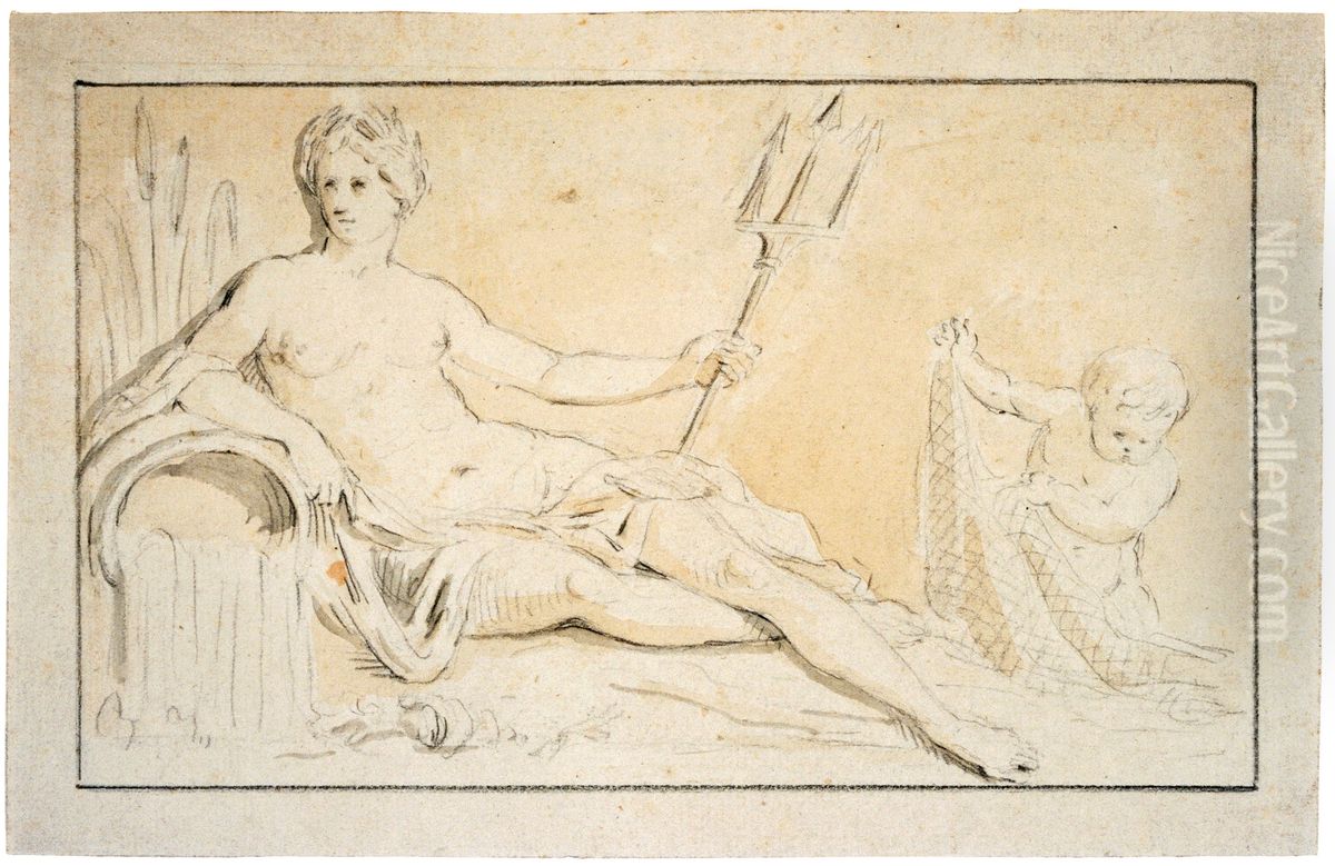 Design for a bas-relief depicting Shipping Oil Painting by Jan Frans van Geel