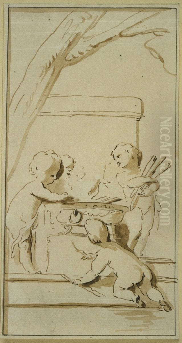 Design for a grisaille of Winter Oil Painting by Jacob de Wit