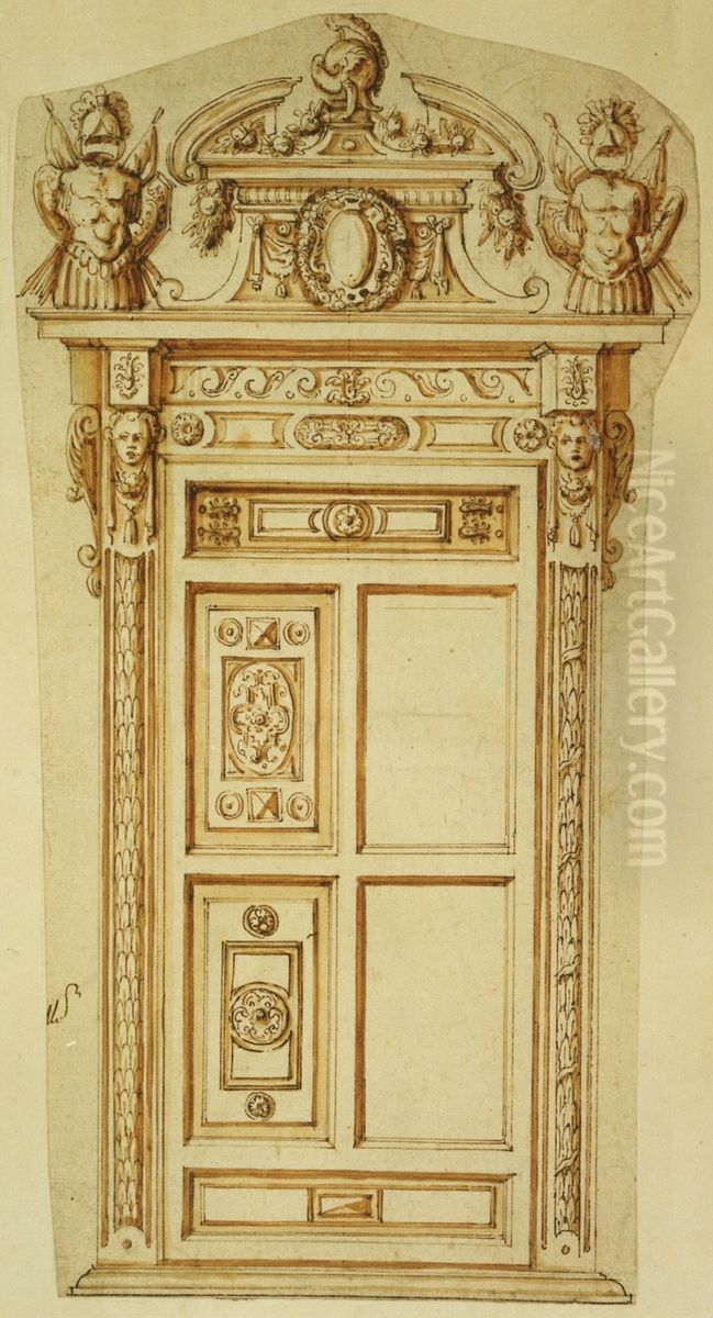 Entwurf fur einen verzierten Turrahmen Oil Painting by unknown