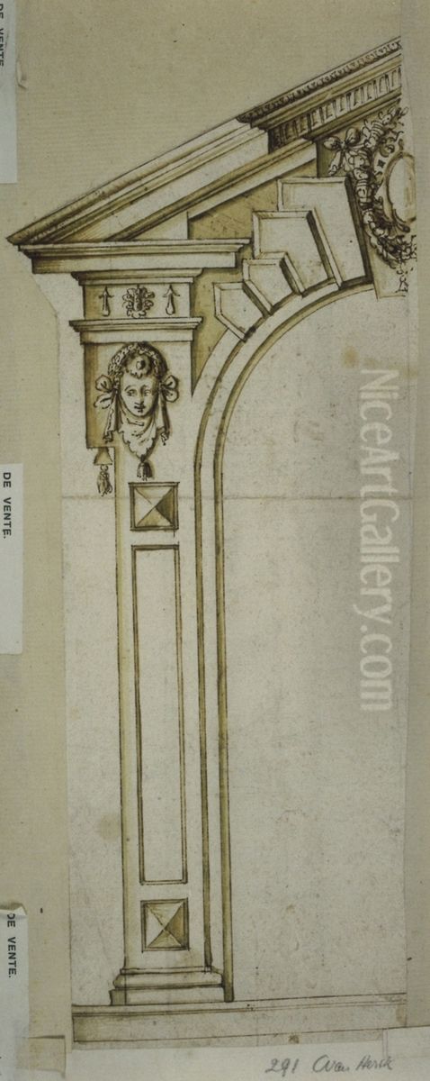 Ebauche d'un encadrement de porte avec arc en plein cintre Oil Painting by unknown