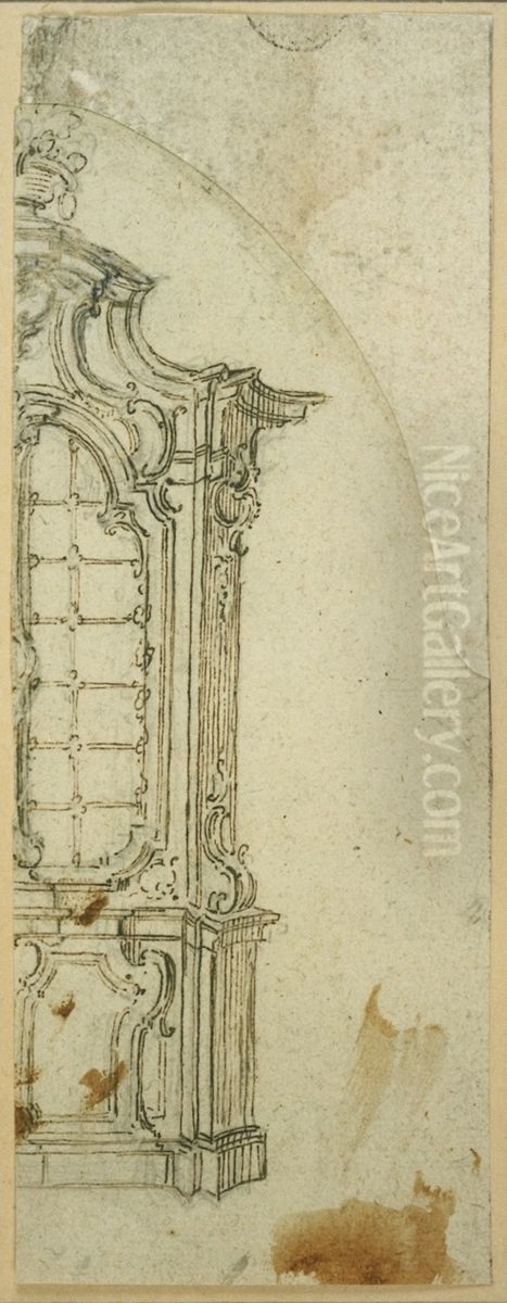 Ebauche d'une armoire vitrine de sacristie, en style rococo Oil Painting by unknown