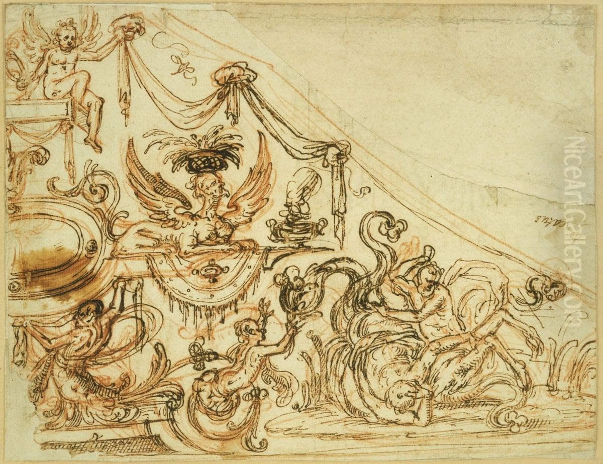 Groteske onramentiek Oil Painting by unknown