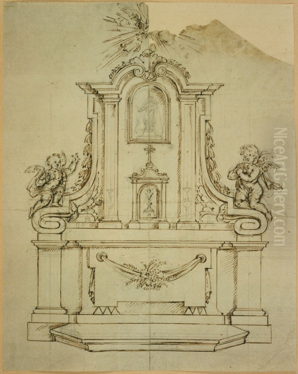 Design for a Holy Cross altar Oil Painting by unknown