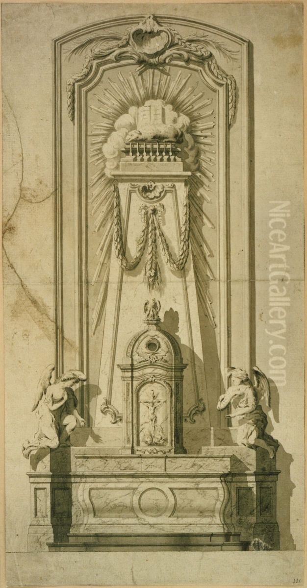 Design for an altar (home altar?) Oil Painting by unknown