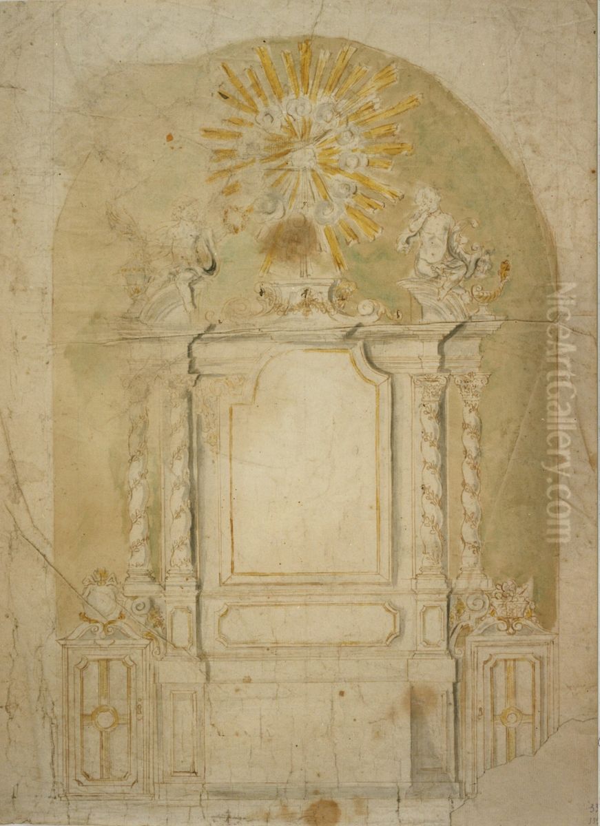 Design for a Baroque altar Oil Painting by unknown