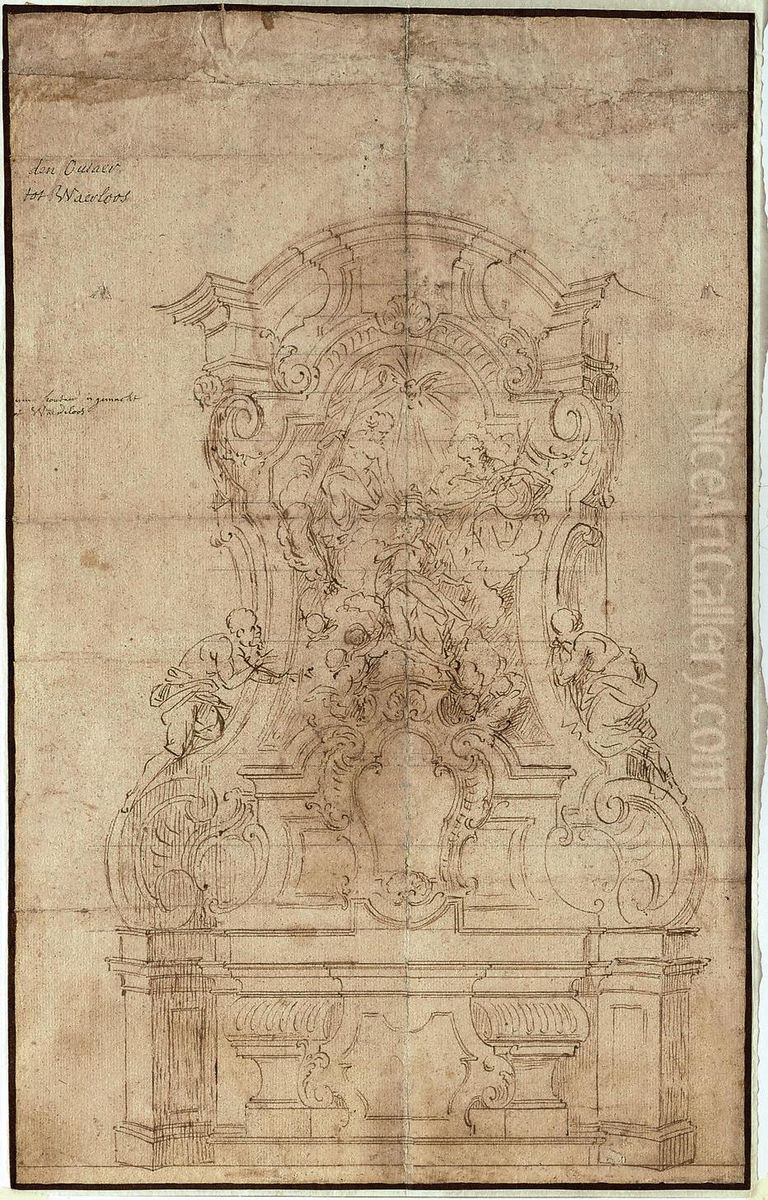 Entwurfsskizze fur den Hochaltar der Michaelskirche in Waarloos Oil Painting by Theodoor Verhaegen