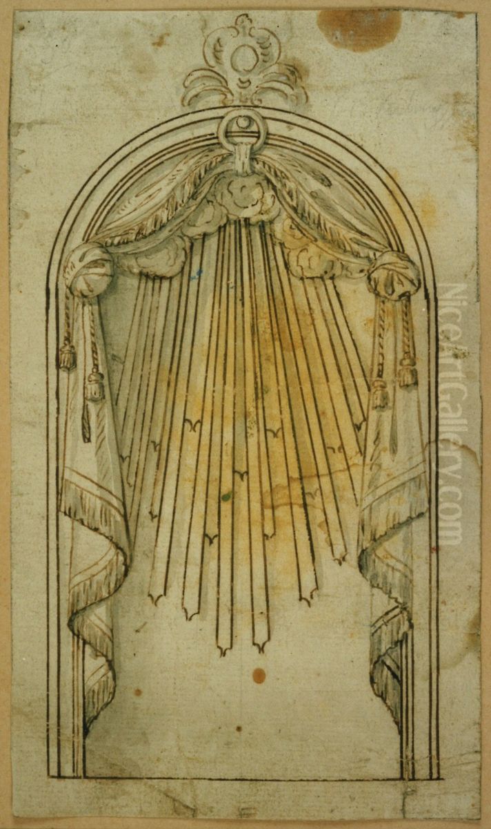 Entwurf fur eine Nische mit Vorhang Oil Painting by unknown