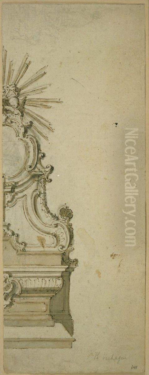 Moitie droite d'un autel rococo Oil Painting by Theodoor Verhaegen