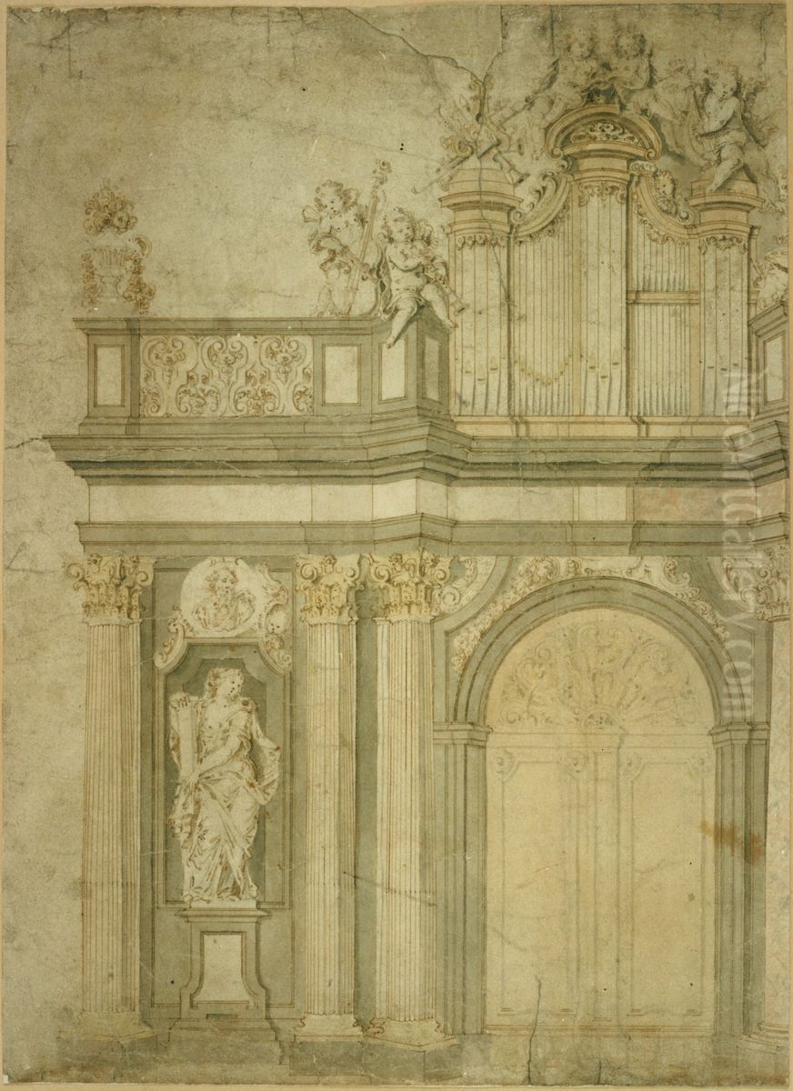 Ebauche d'un jube et d'un portail Oil Painting by Willem Ignatius Kerricx