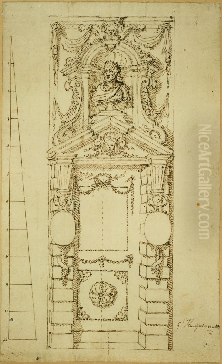 Entwurf fur einen Turrahmen Oil Painting by Willem Jacob Herreyns