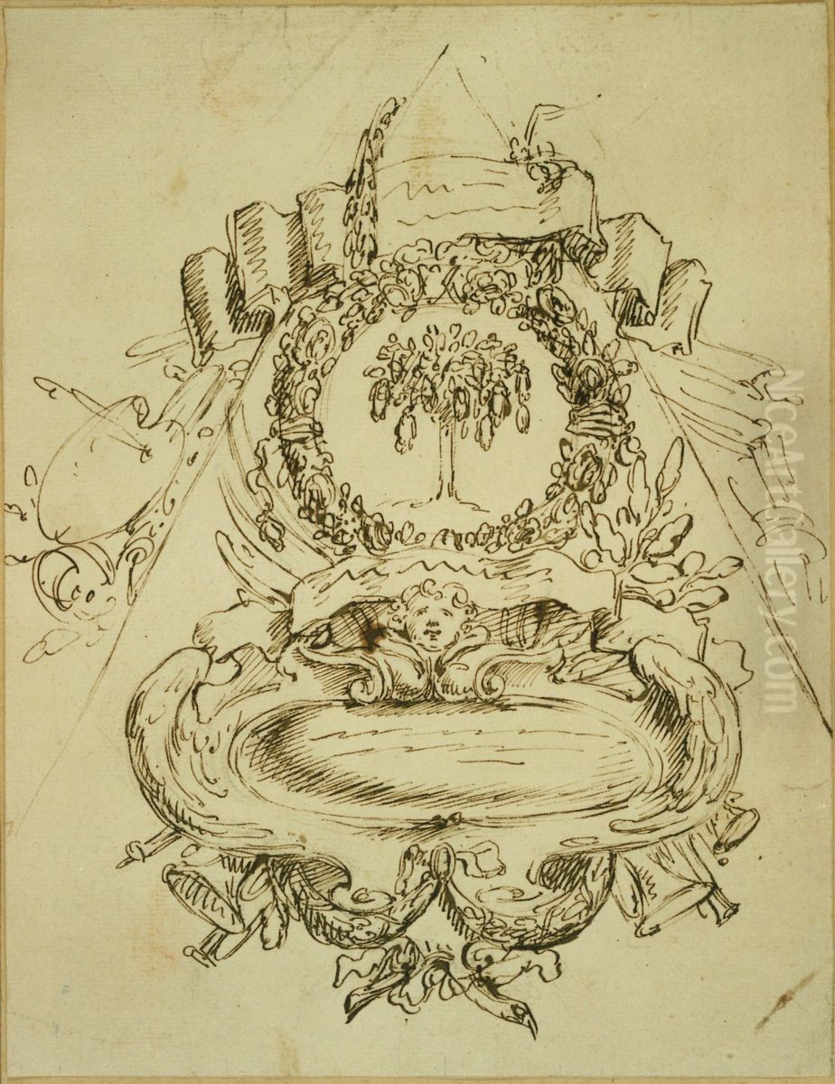 Pyramide avec cartouche et elements decoratifs Oil Painting by Willem Jacob Herreyns
