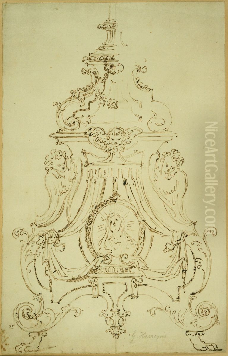 Design for the base of a candlestick Oil Painting by Willem Jacob Herreyns