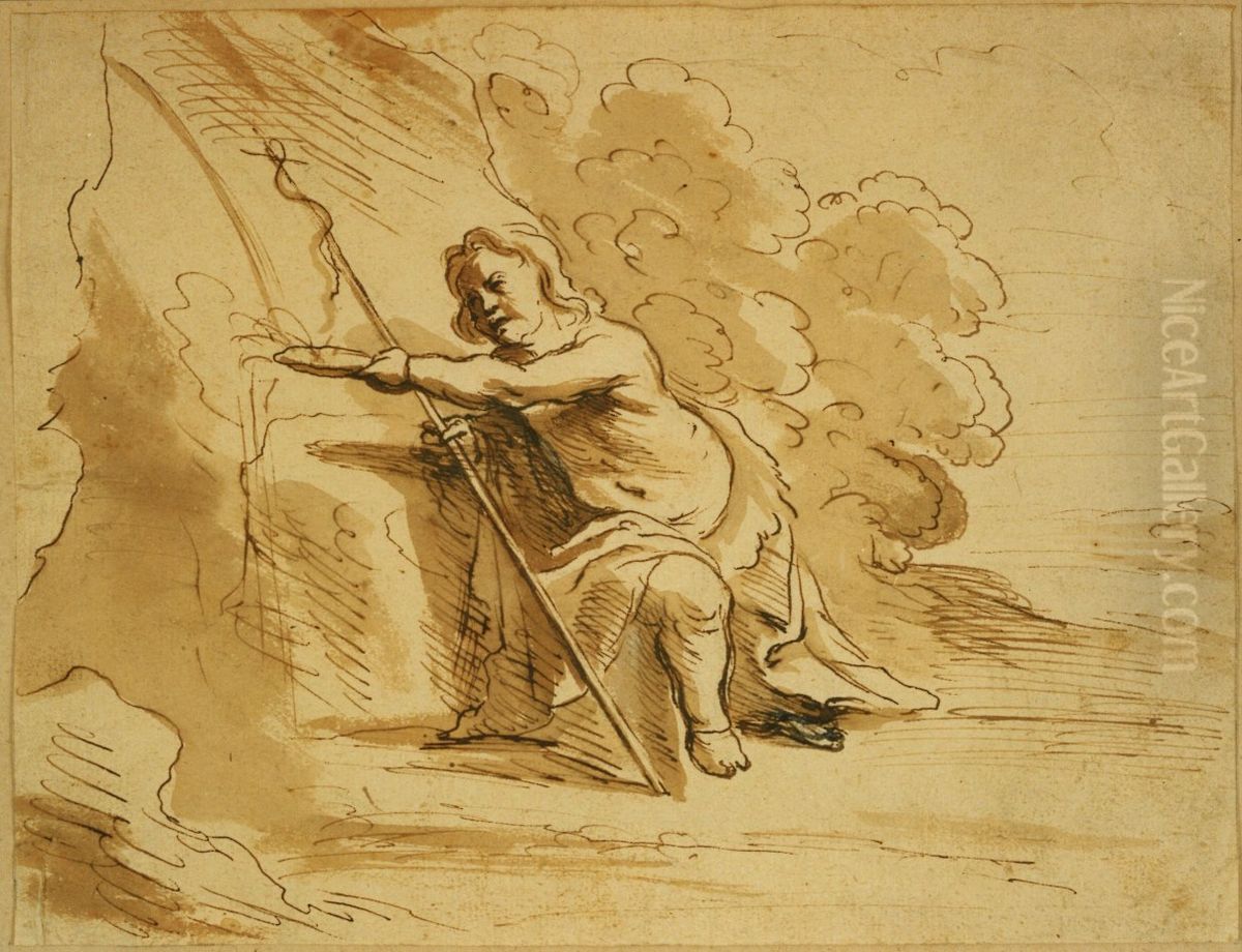 Jean-Baptiste prenant de l'eau Oil Painting by unknown