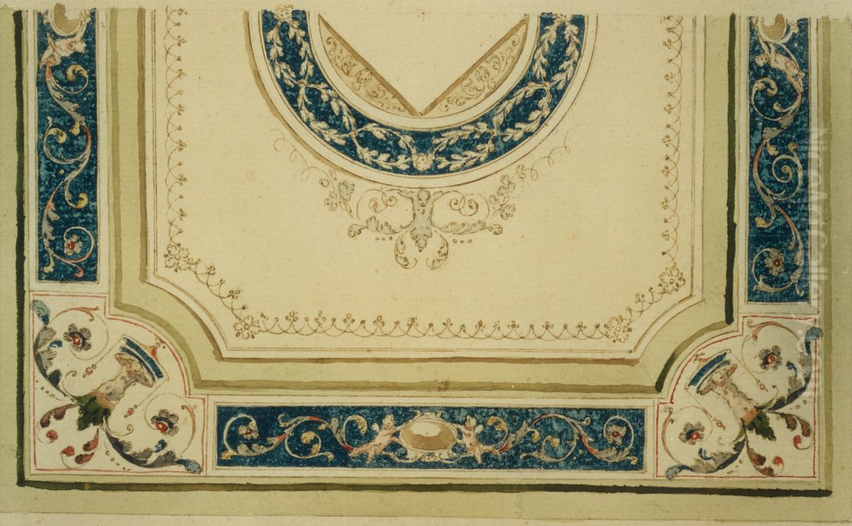 Detailontwerp voor de versiering van een plafond Oil Painting by unknown