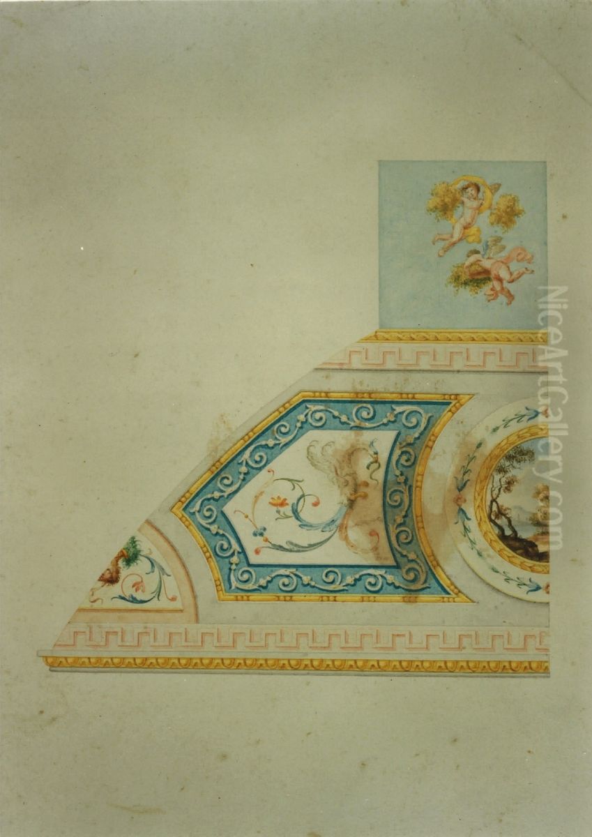 Detailentwurf fur die Verzierung einer Decke in klassizistischem Stil Oil Painting by unknown
