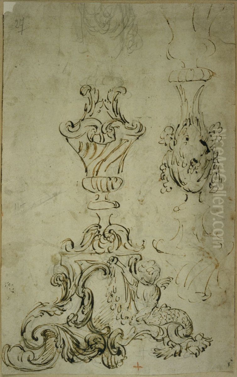 Design for the base of a candlestick Oil Painting by Willem Jacob Herreyns
