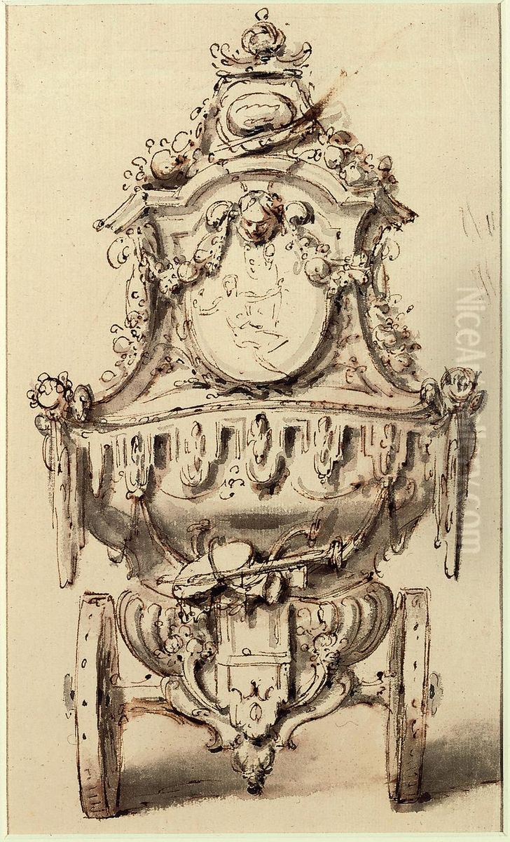 Ebauche alternatif pour l'arriere de la voiture II du cortege de Saint-Rombaut a Malines Oil Painting by Willem Jacob Herreyns