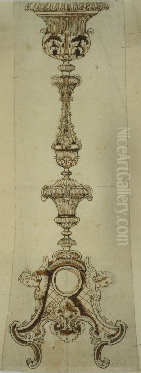 Design for a candlestick Oil Painting by unknown