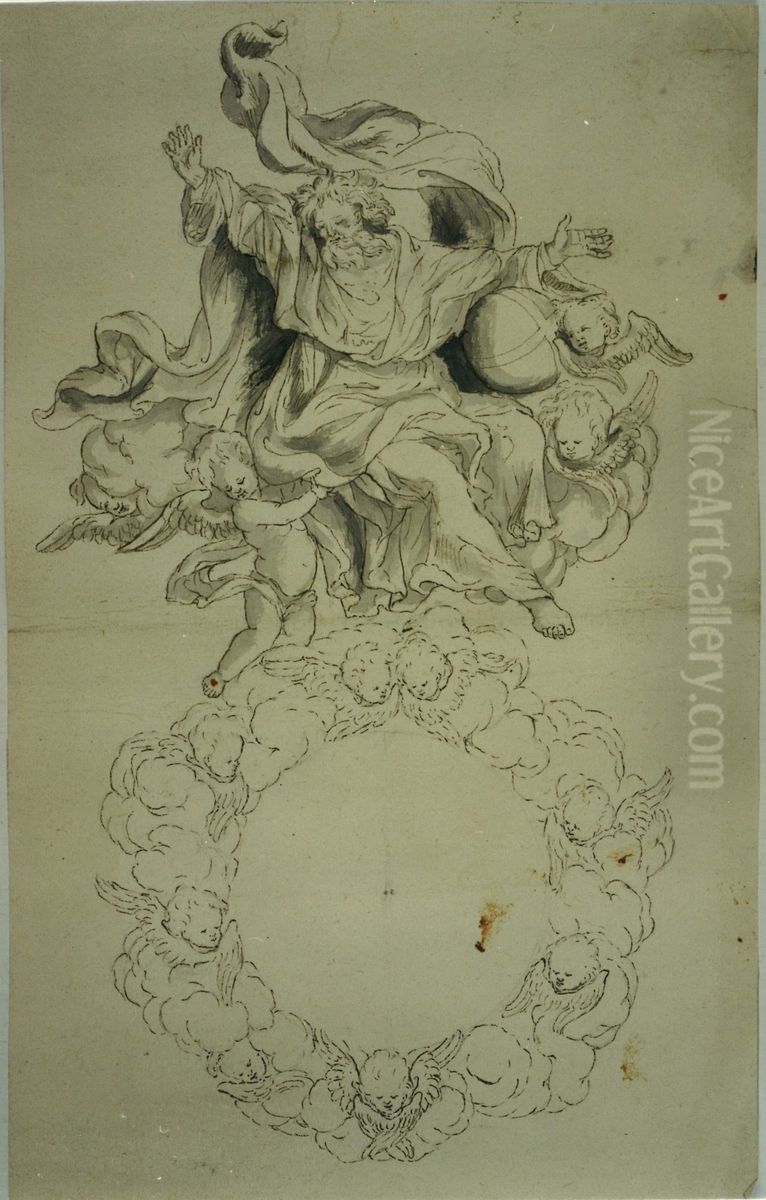 Voorstelling van God de Vader met en een krans Oil Painting by unknown