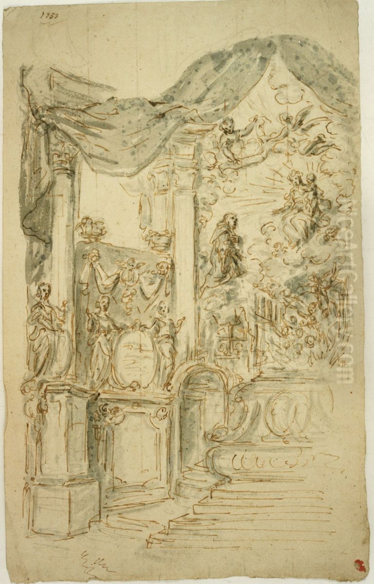 Design of an altar Oil Painting by unknown