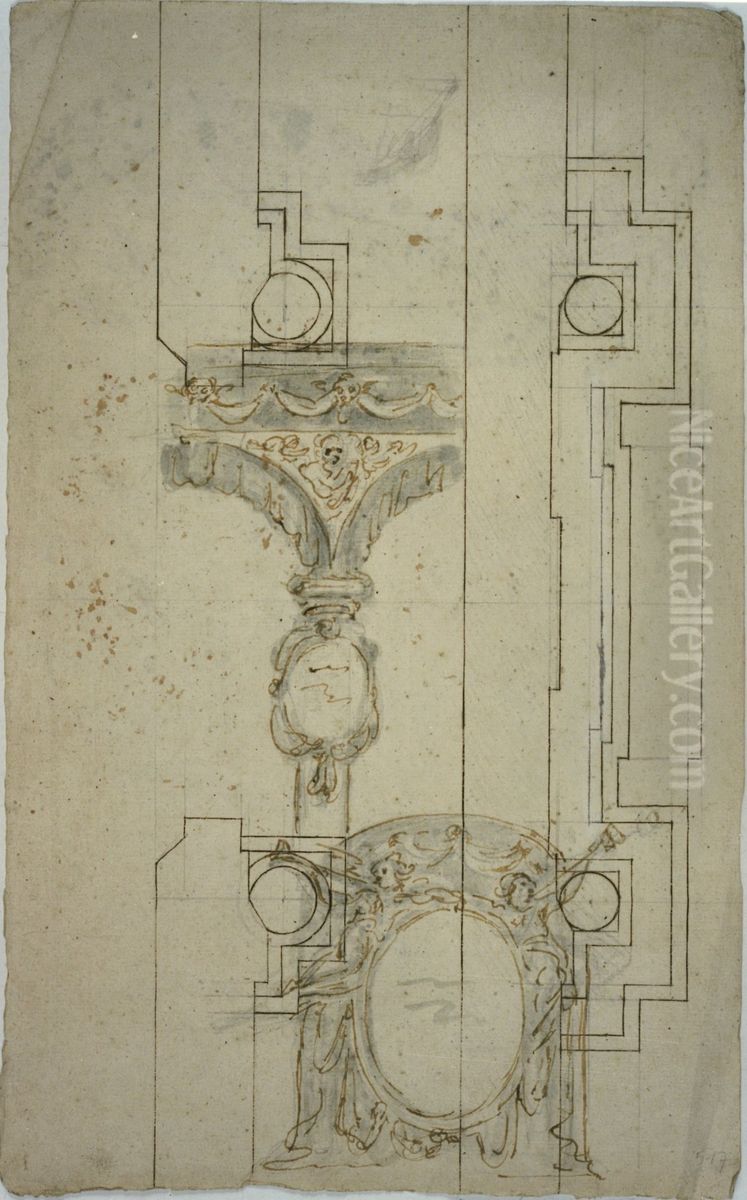 Feuille comportant differentes ebauches Oil Painting by unknown