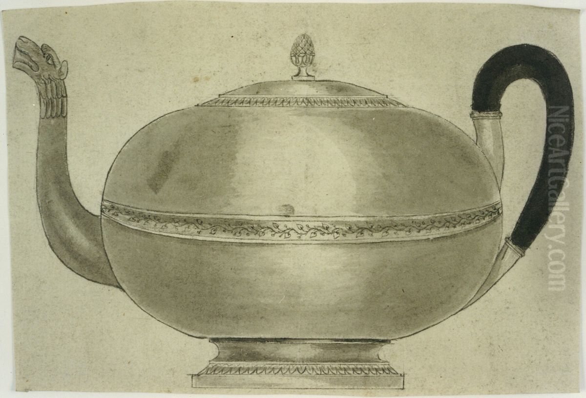Design for a silver teapot Oil Painting by unknown