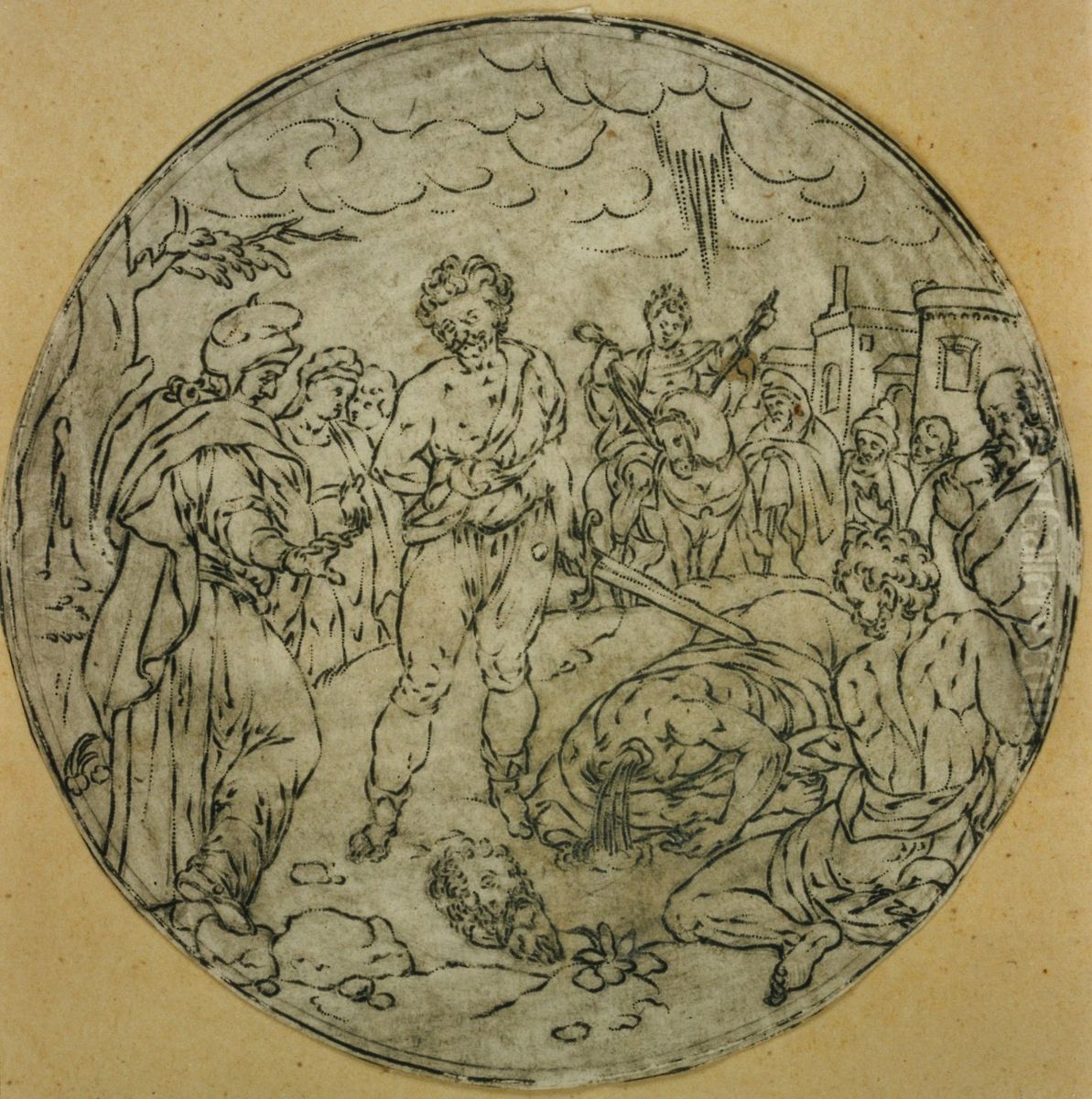 Medaillon mit Darstellung von David und Goliath (?) Oil Painting by unknown