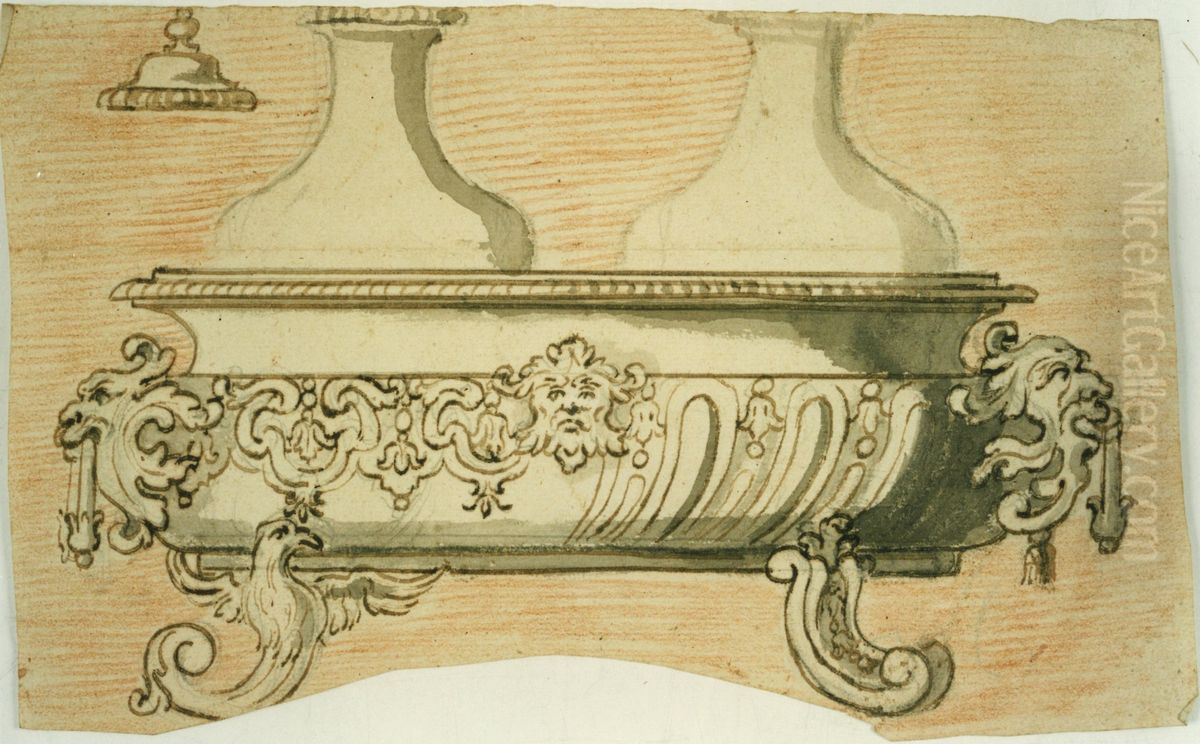 Design for a basin (?) and two bottles Oil Painting by unknown