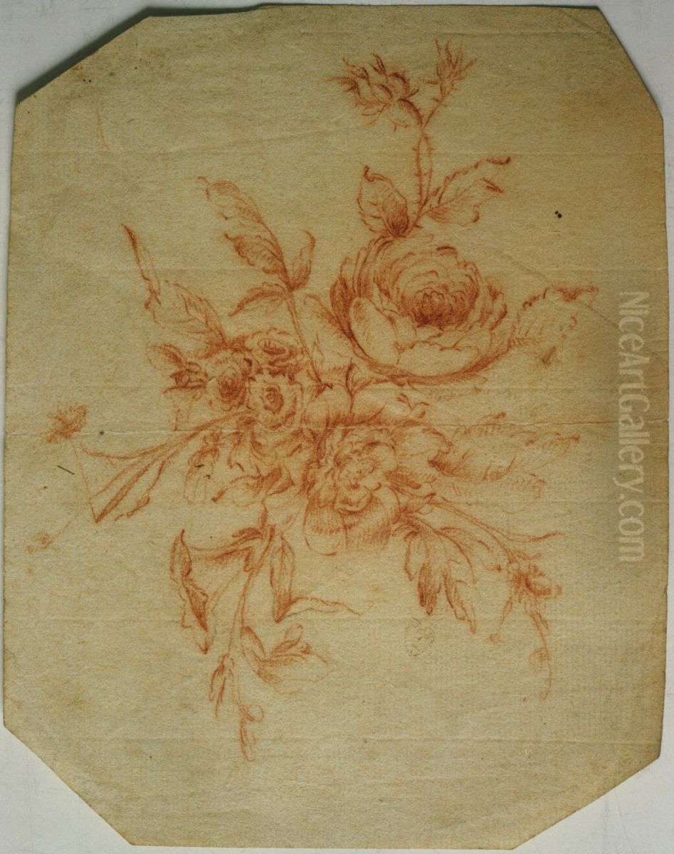 Bloemenruikertje van rozen Oil Painting by unknown