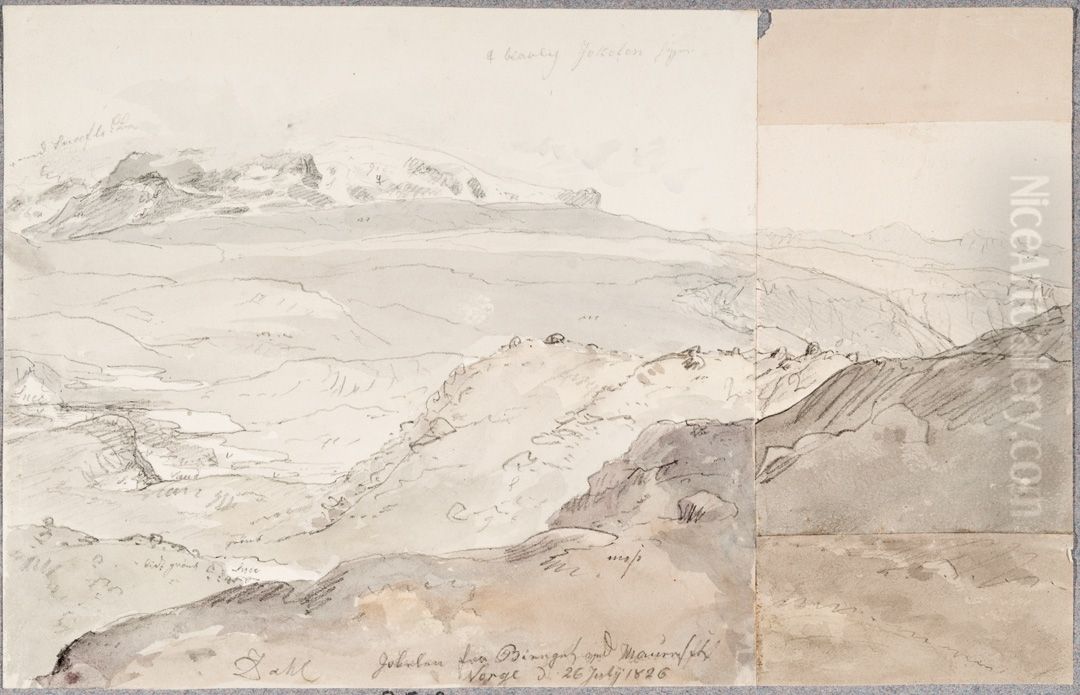 The Hardanger Glacier Oil Painting by Johan Wilhelm Ludwig Dahl